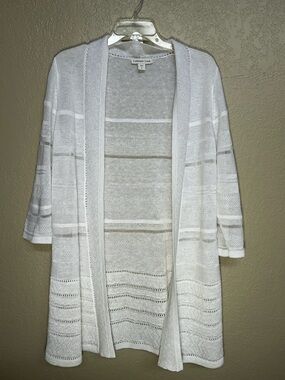 COLDWATER CREEK Linen Blend Fairy Beachy Swimsuit Cover Open Front Cardigan